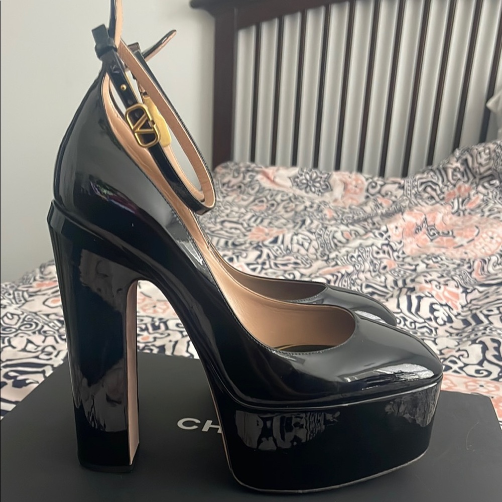 Valentino Garavani Black Patent Platform Heels
